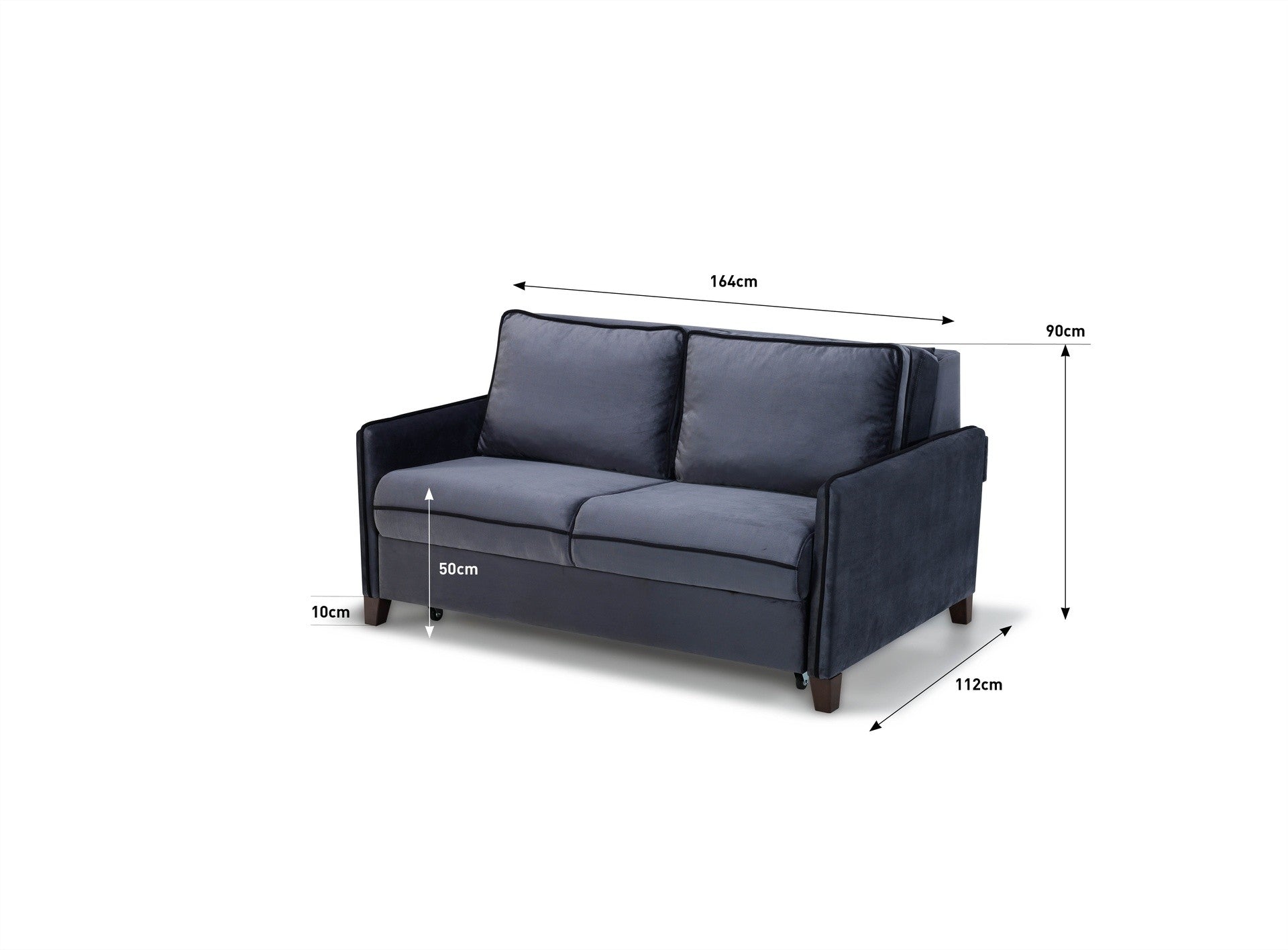 Divano letto 2 posti Alcona con contenitore in tessuto colore grigio