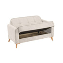 Divano letto 2 posti Marina contenitore colore Austin 2 beige con piedi in legno
