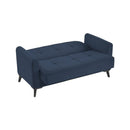 Divano letto 2 posti Marina contenitore in Austin 15 blu e piedi neri