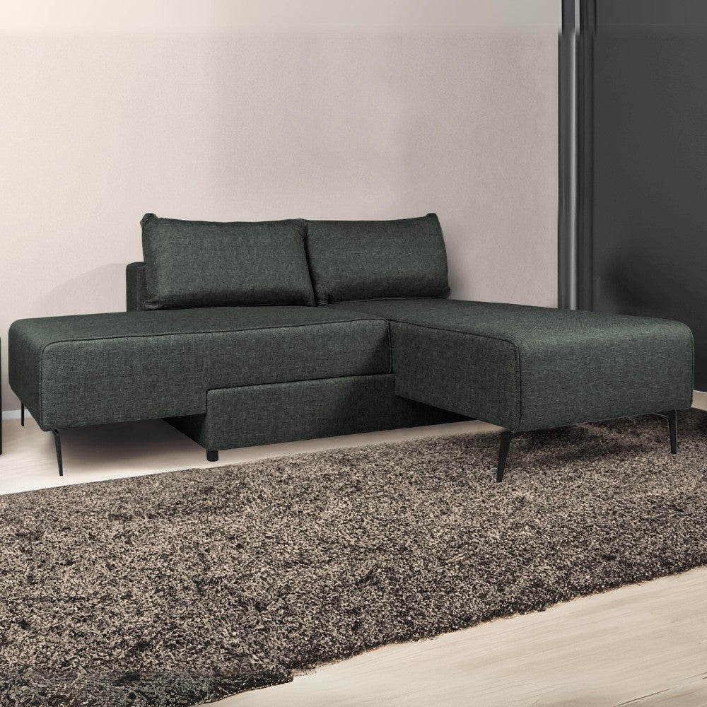 Divano letto angolare Armada in tessuto Mina 19 verde oliva