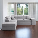 Divano letto angolare reversibile New Belen con contenitore e 2 pouff estraibili in tessuto Portland 90 grigio