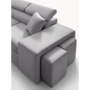 Divano letto angolare reversibile New Belen con contenitore e 2 pouff estraibili in tessuto Portland 90 grigio