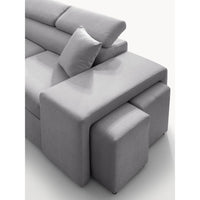 Divano letto angolare reversibile New Belen con contenitore e 2 pouff estraibili in tessuto Portland 90 grigio