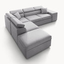 Divano letto angolare reversibile New Belen con contenitore e 2 pouff estraibili in tessuto Portland 90 grigio
