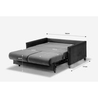 Divano letto Calion contenitore in Twist 12 light blue con piedi in legno
