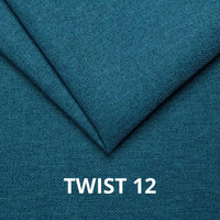 Divano letto Calion contenitore in Twist 12 light blue con piedi in legno