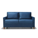 Divano letto Calion contenitore in Twist 12 light blue con piedi in legno