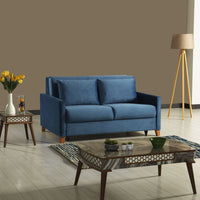 Divano letto Calion contenitore in Twist 12 light blue con piedi in legno
