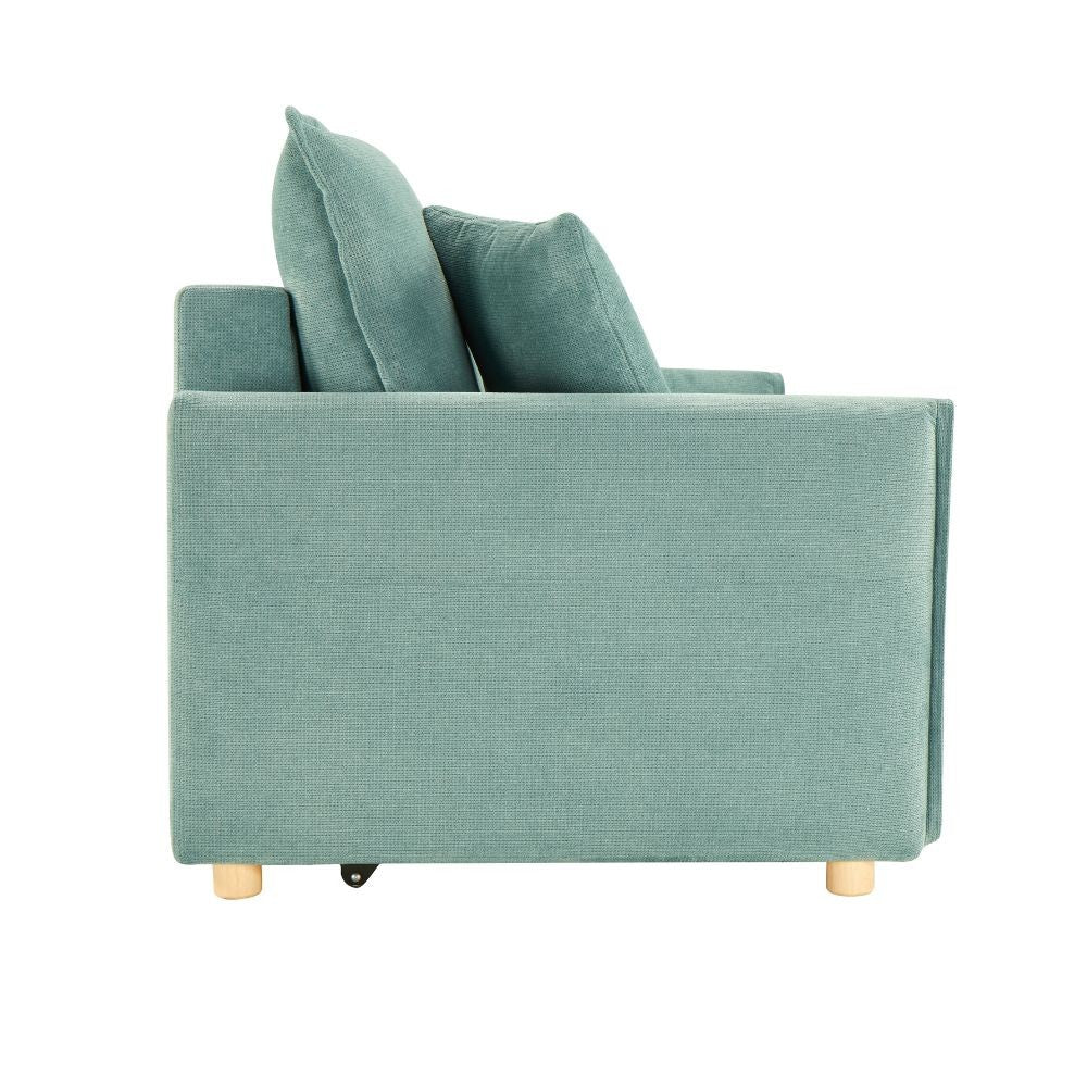 Divano letto Cassie con contenitore colore verde acqua