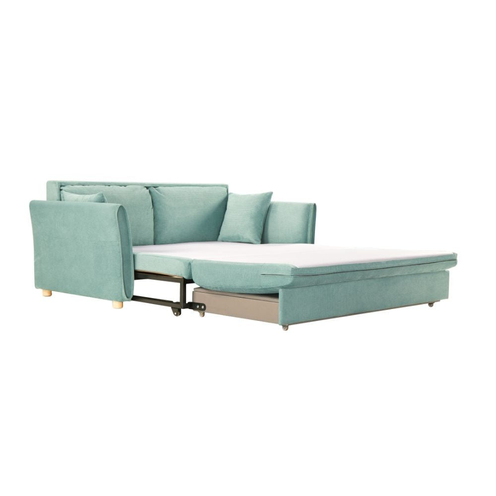Divano letto Cassie con contenitore colore verde acqua
