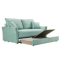 Divano letto Cassie con contenitore colore verde acqua