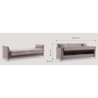 Divano letto contenitore Alder 3 posti colore tortora Mina 07