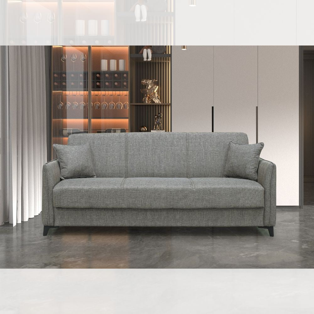 Divano letto contenitore Alder 3 posti colore tortora Mina 07