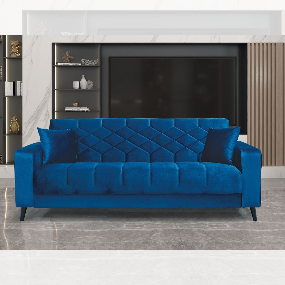 Divano letto contenitore Columbia 3 posti colore blu