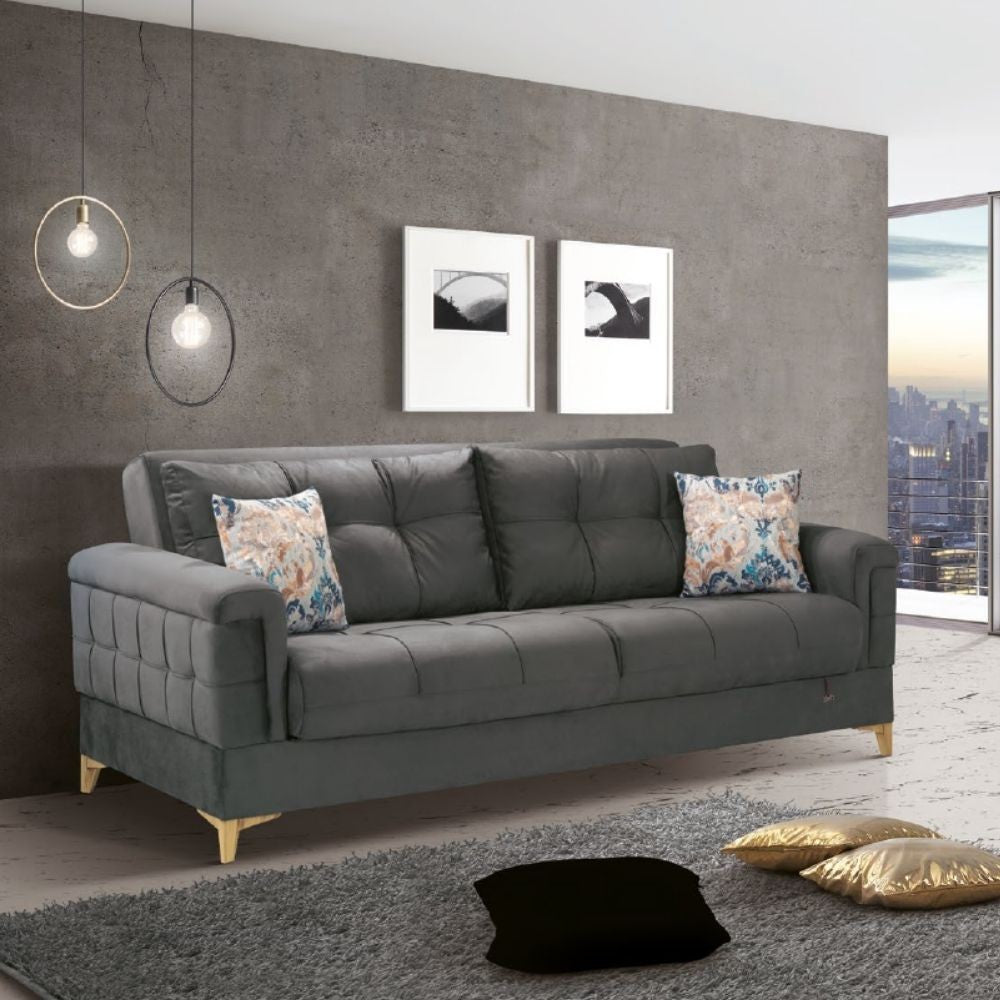 Divano letto contenitore Kemer grigio
