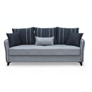 Divano letto contenitore Panama 3 posti colore grigio chiaro e cuscini grigio scuro