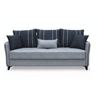 Divano letto contenitore Panama 3 posti colore grigio chiaro e cuscini grigio scuro