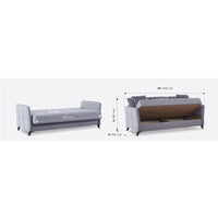 Divano letto contenitore Panama 3 posti colore grigio chiaro e cuscini grigio scuro