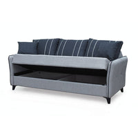 Divano letto contenitore Panama 3 posti colore grigio chiaro e cuscini grigio scuro