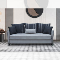 Divano letto contenitore Panama 3 posti colore grigio chiaro e cuscini grigio scuro