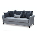 Divano letto contenitore Panama 3 posti colore grigio chiaro e cuscini grigio scuro