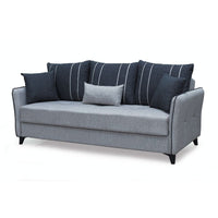 Divano letto contenitore Panama 3 posti colore grigio chiaro e cuscini grigio scuro