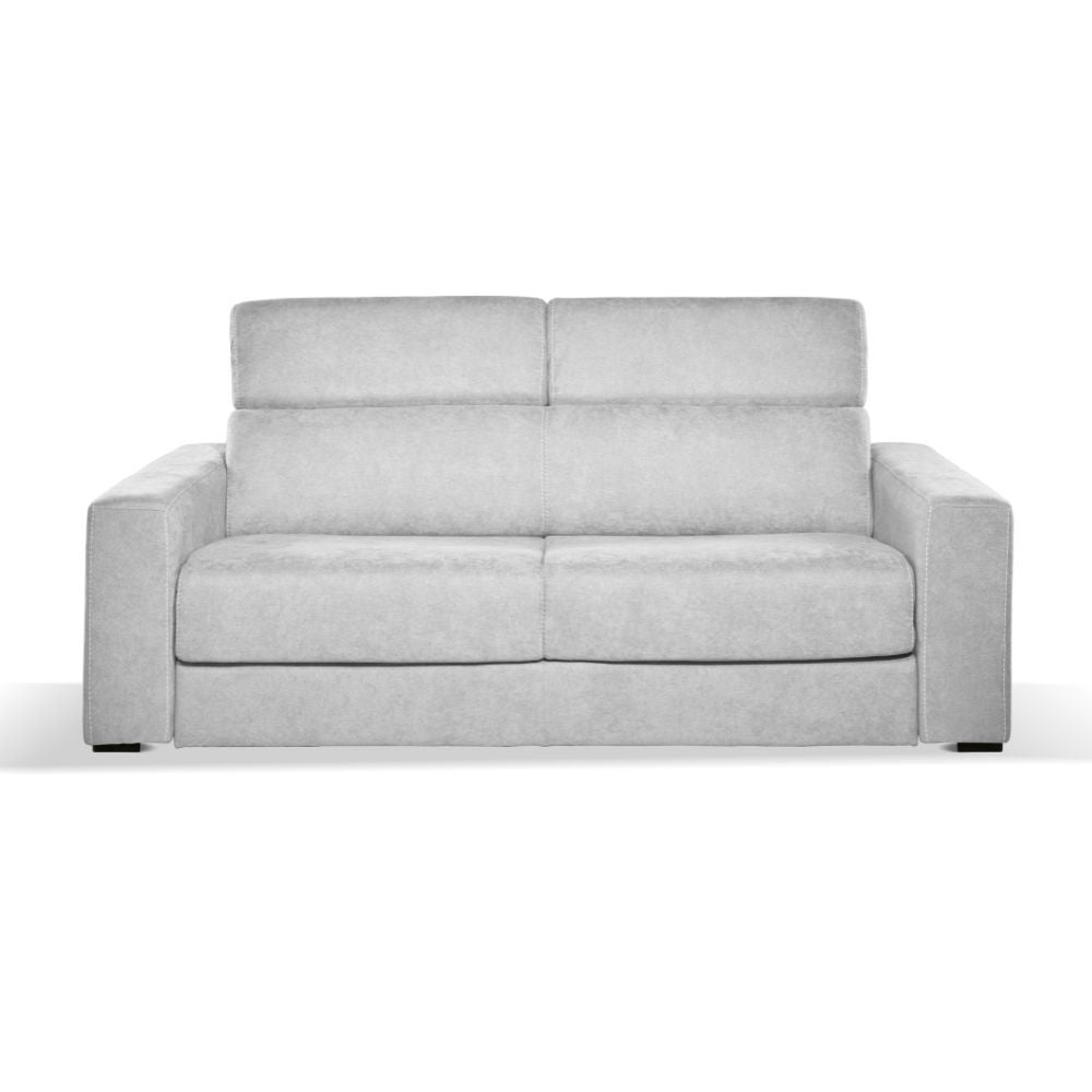 Divano letto Crien 3 posti poggiatesta reclinabili colore Luna 13 grigio chiaro piedini quadrati