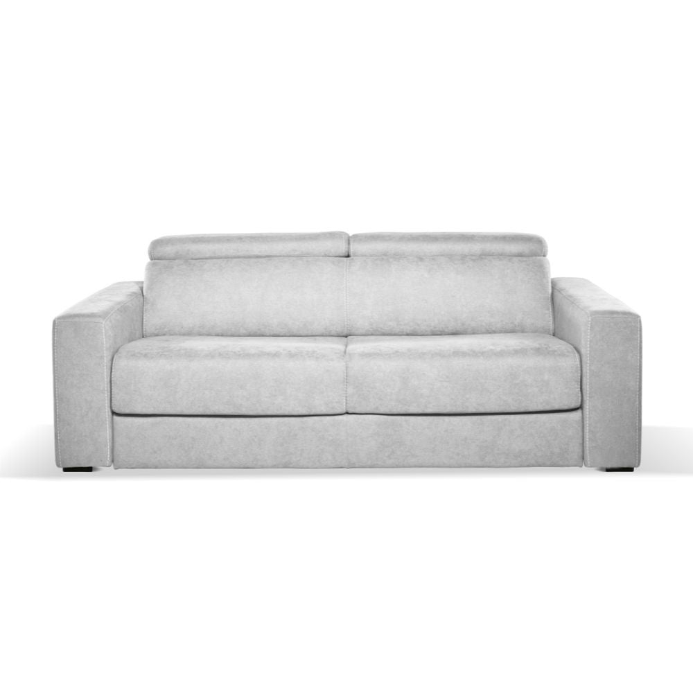 Divano letto Crien 3 posti poggiatesta reclinabili colore Luna 13 grigio chiaro piedini quadrati