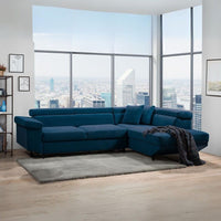 Divano letto Denver con penisola contenitore destra in Bonn 80 blu