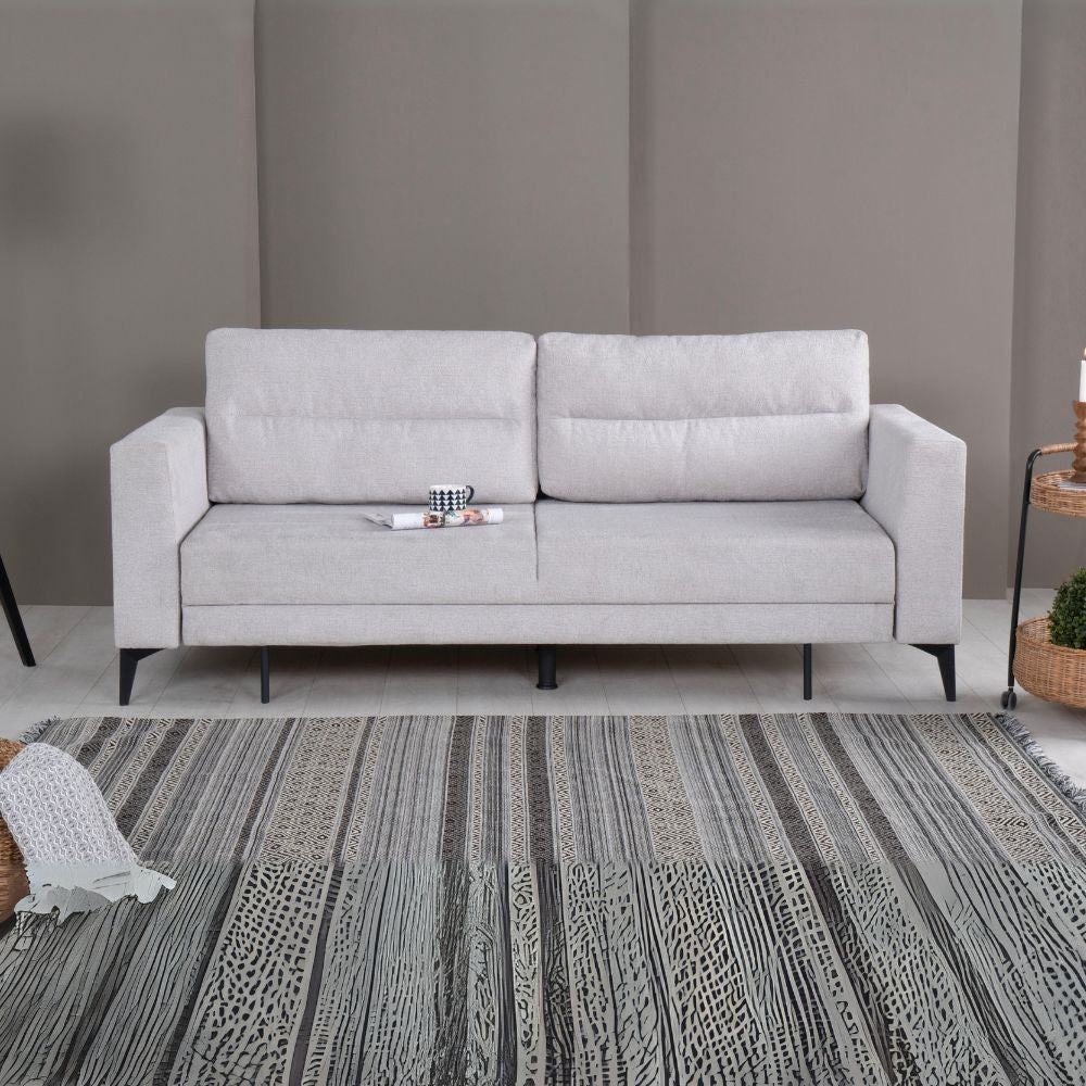 Divano letto Derry 3 posti in tessuto grigio chiaro