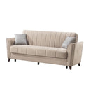 Divano letto Duca con contenitore in velluto colore crema