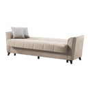Divano letto Duca con contenitore in velluto colore crema