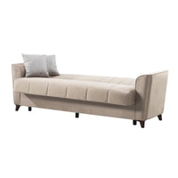 Divano letto Duca con contenitore in velluto colore crema
