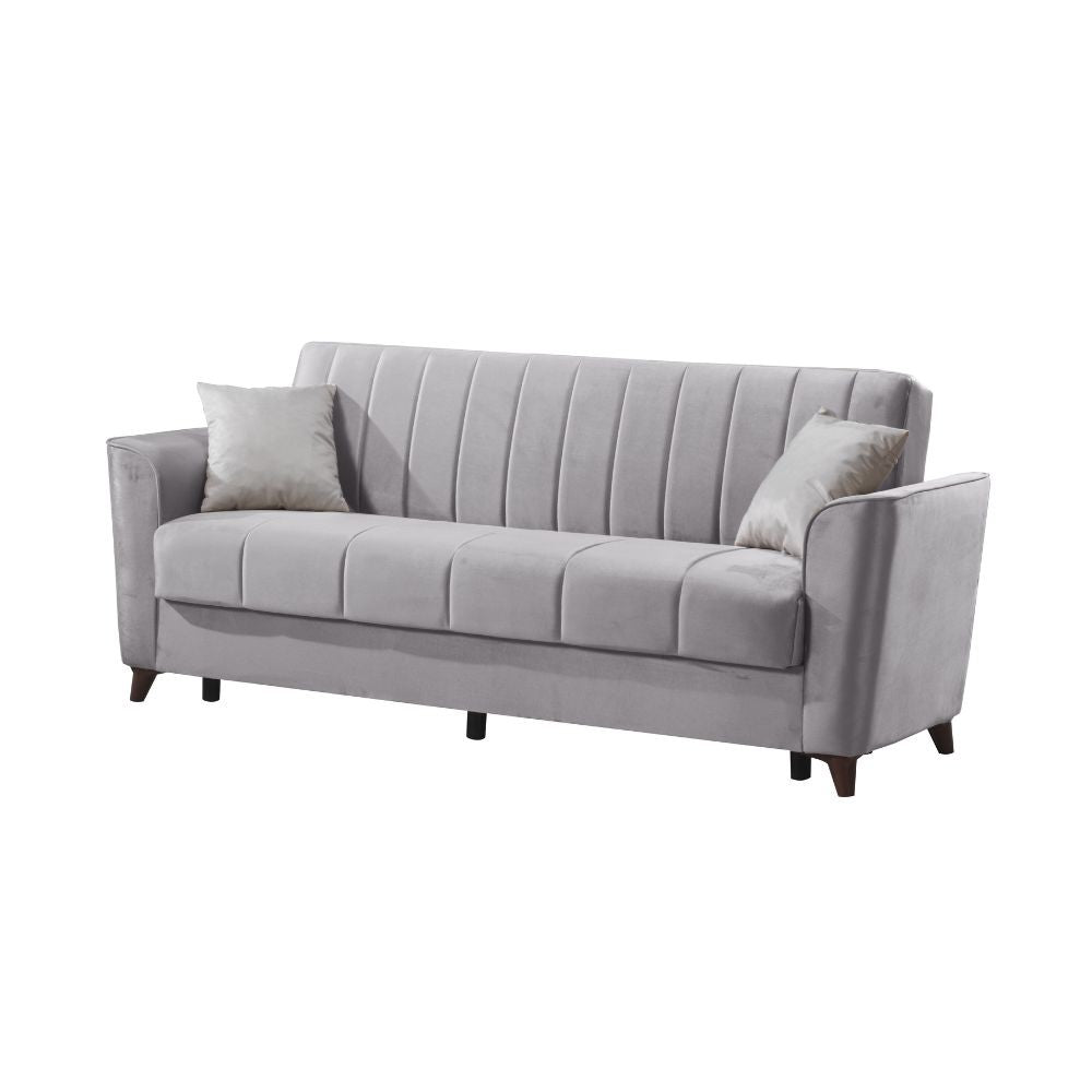 Divano letto Duca con contenitore in velluto colore grigio