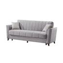 Divano letto Duca con contenitore in velluto colore grigio