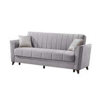 Divano letto Duca con contenitore in velluto colore grigio