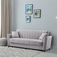 Divano letto Duca con contenitore in velluto colore grigio