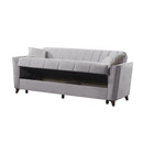 Divano letto Duca con contenitore in velluto colore grigio