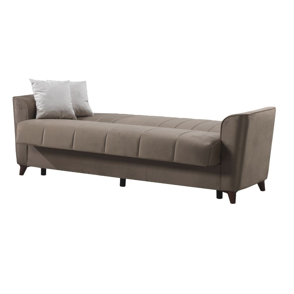 Divano letto Duca con contenitore in velluto colore marrone