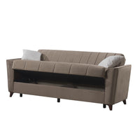 Divano letto Duca con contenitore in velluto colore marrone