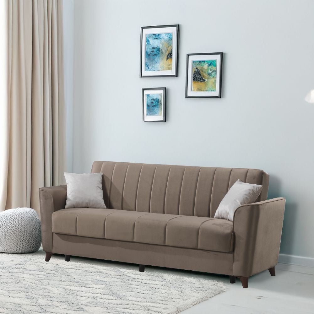 Divano letto Duca con contenitore in velluto colore marrone
