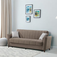 Divano letto Duca con contenitore in velluto colore marrone