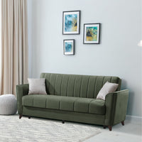 Divano letto Duca con contenitore in velluto colore verde