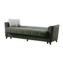 Divano letto Duca con contenitore in velluto colore verde