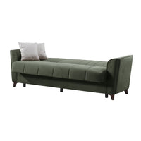 Divano letto Duca con contenitore in velluto colore verde