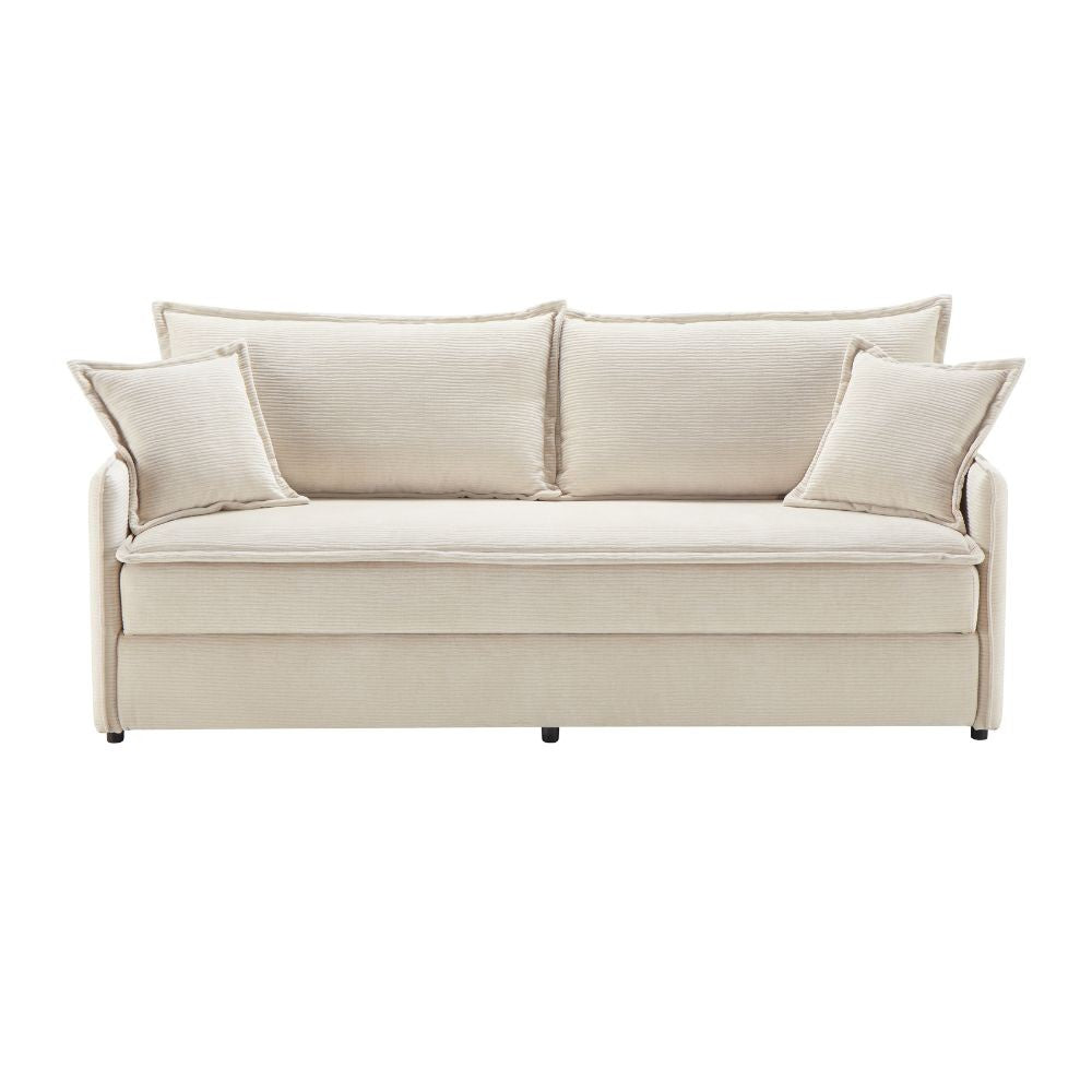 Divano letto Ghide con contenitore colore panna 217x86x95 cm.