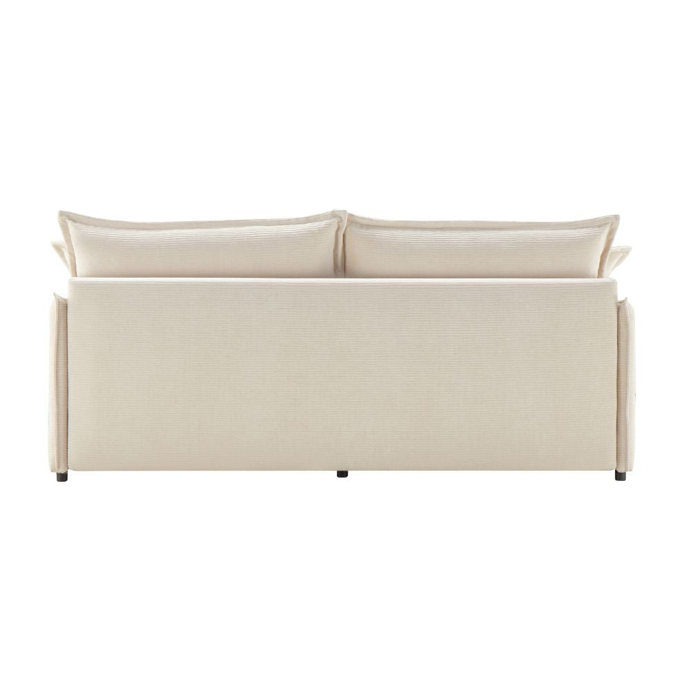 Divano letto Ghide con contenitore colore panna 217x86x95 cm.