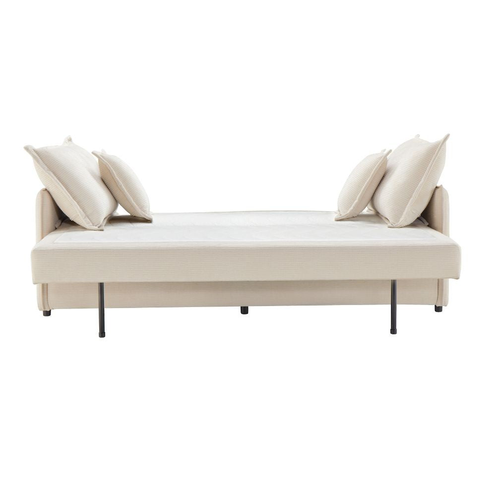 Divano letto Ghide con contenitore colore panna 217x86x95 cm.