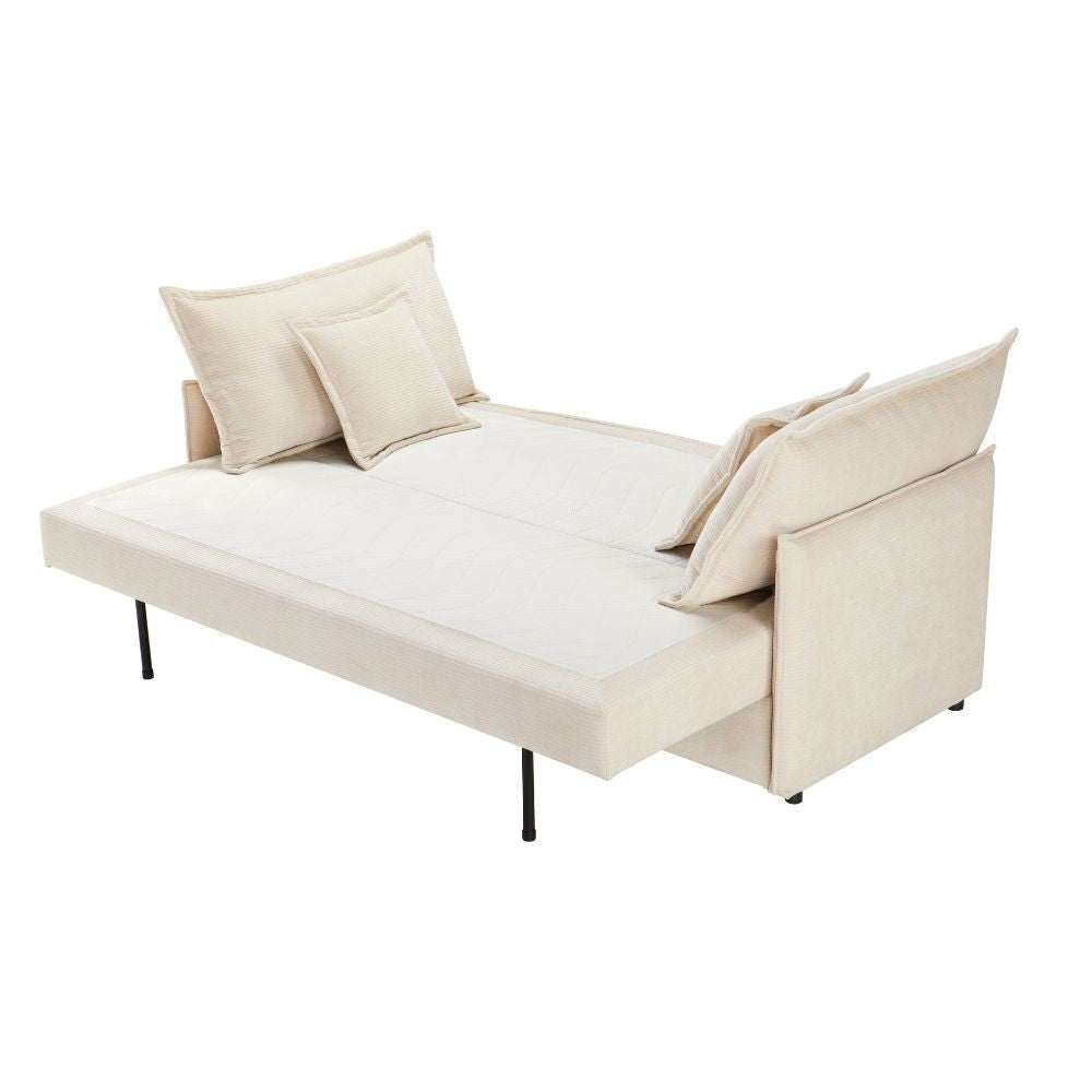Divano letto Ghide con contenitore colore panna 217x86x95 cm.