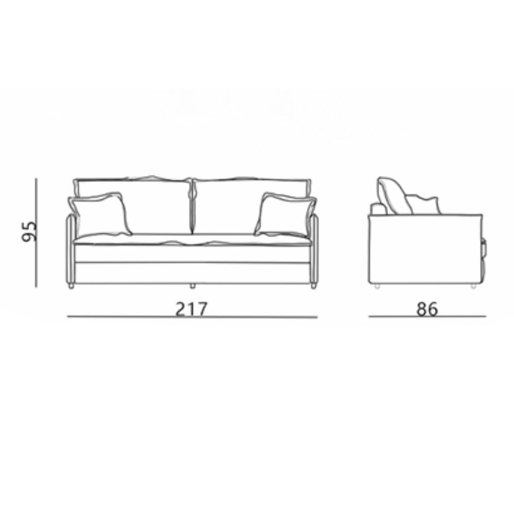Divano letto Ghide con contenitore colore panna 217x86x95 cm.